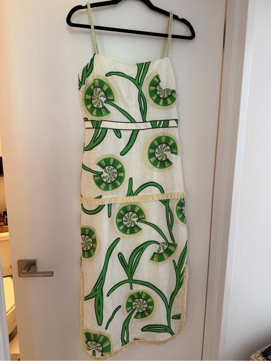Alexis Dresses & Skirts - Alexis Cream & Green Floral Linen Slip Dress